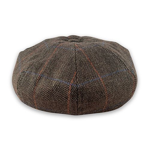 Harris Tweed Newsboy - Taupe Overcheck Herringbone Hatworx NZ