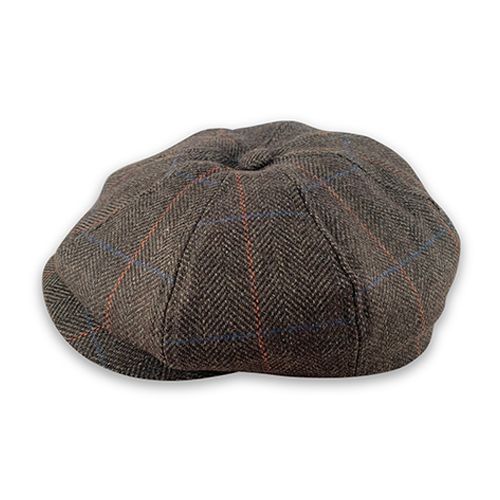 Harris Tweed Newsboy - Taupe Overcheck Herringbone Hatworx NZ