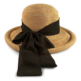 Hatworx Crocheted Raffia Rolled Brim Black Scarf