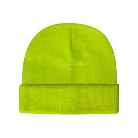 Hi-vis Cuff Beanie |  Bright colours | Worksite Safety Yellow