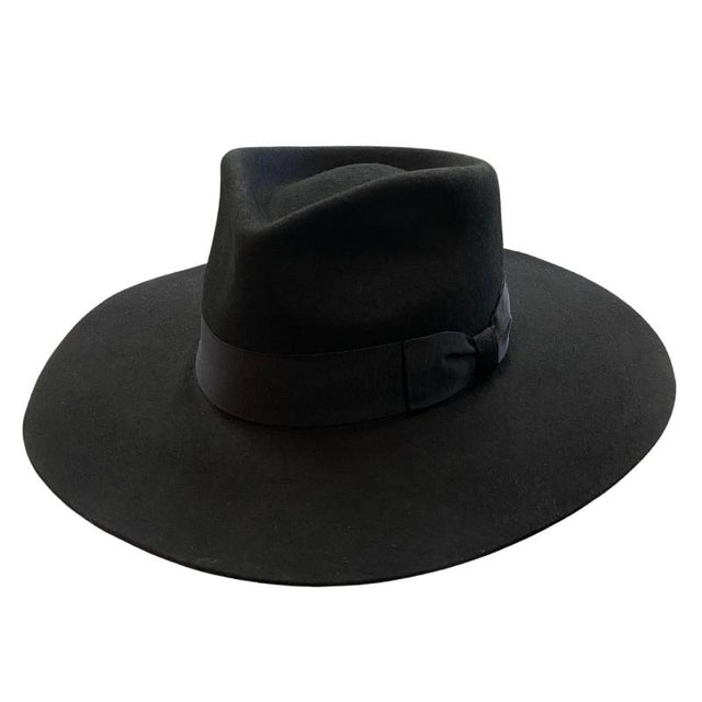 High Roller Wide Brim Black Fedora Hatworx NZ