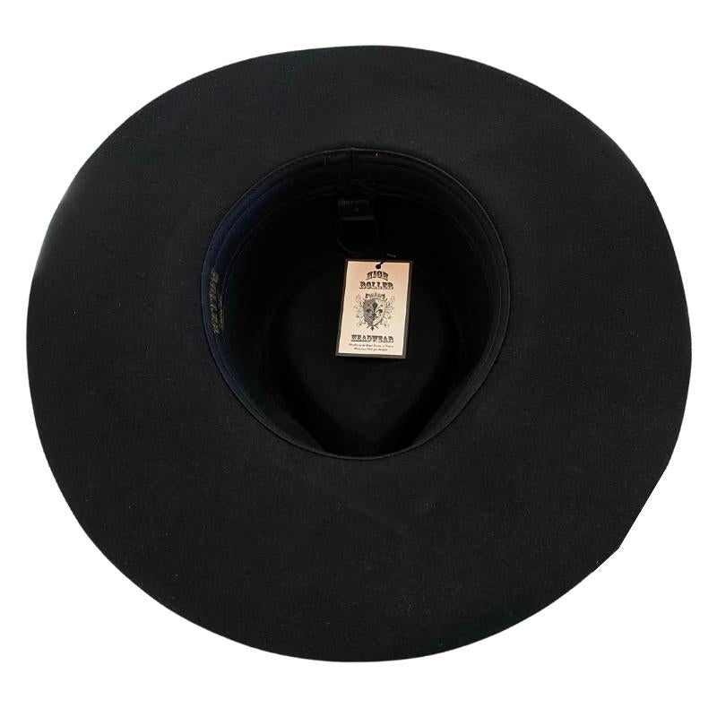 High Roller Wide Brim Black Fedora Hatworx NZ