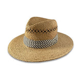 Ladies Raffia Straw Hat w/ Stripe Band Hatworx NZ