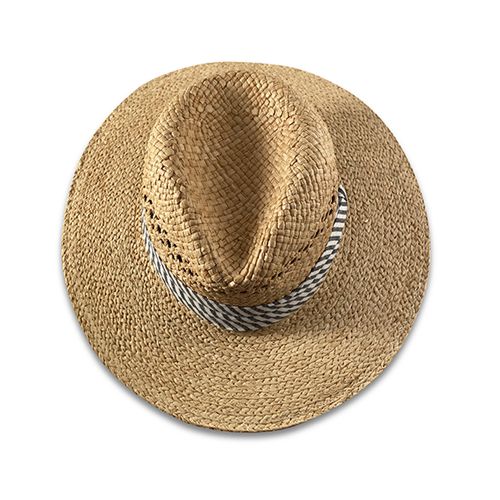 Ladies Raffia Straw Hat w/ Stripe Band Hatworx NZ