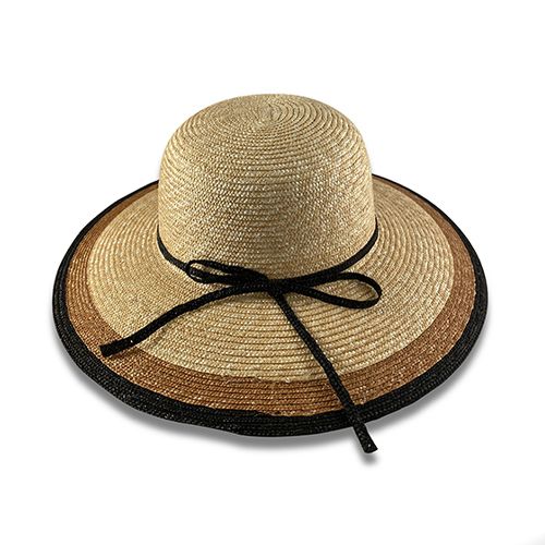 Ladies Straw Hat with Black/Brown Brim Hatworx NZ