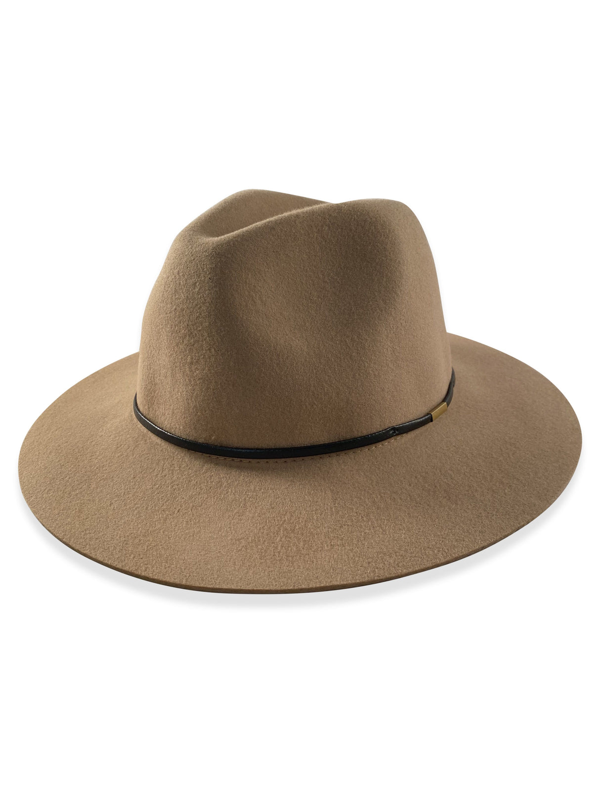 Ladies Wool Fedora - Thin Black Leather Band Hatworx NZ camel