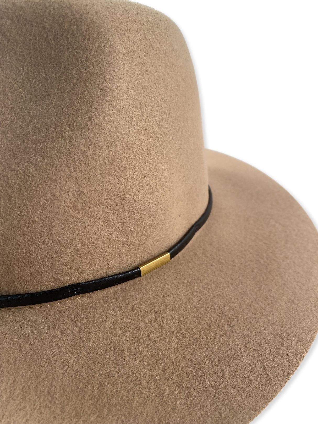 Ladies Wool Fedora - Thin Black Leather Band Hatworx NZ camel