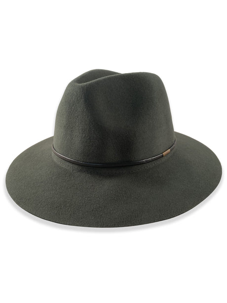 Ladies Wool Fedora - Thin Black Leather Band Hatworx NZ grey