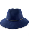 Ladies Wool Fedora - Thin Black Leather Band Hatworx NZ navy