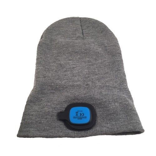 Rechargeable LED Headlight Beanie Inside Grey