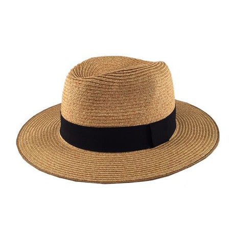 Hatworx Tan Widebrim Black Band Fedora NZ