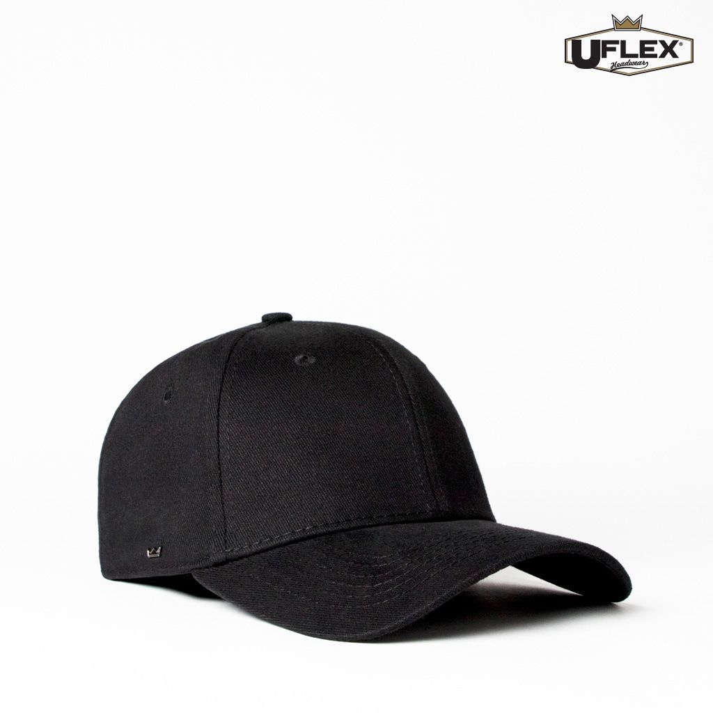 Uflex Kids' Pro Style 6 Panel Fitted cap Hatworx NZ black